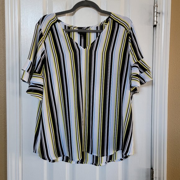 Worthington Tops - Worthington Blouse, Ladies Large, Black/White/Yellow